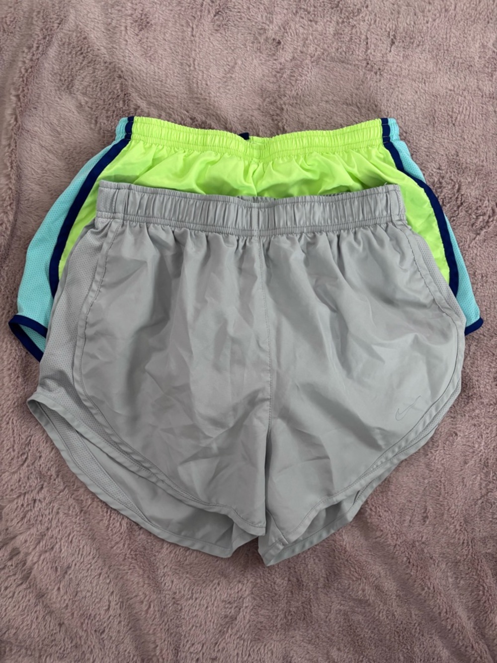 Nike Women’s Athletic Shorts - Gray and Neon Yellow